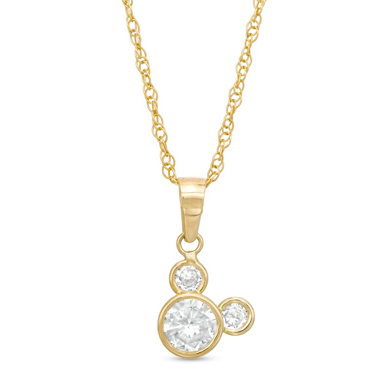 Child's 5.5mm Cubic Zirconia ©Disney Tilted Mickey Mouse Pendant in 10K Gold - 13"|Peoples Jewellers