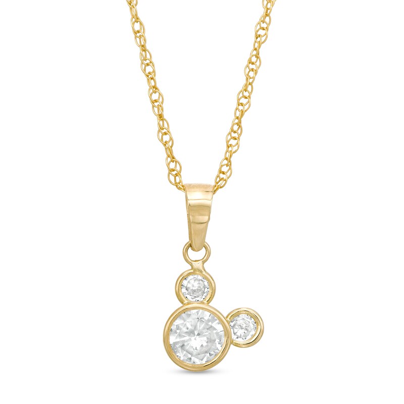 Main Image 1 of Child's 5.5mm Cubic Zirconia ©Disney Tilted Mickey Mouse Pendant in 10K Gold - 13"