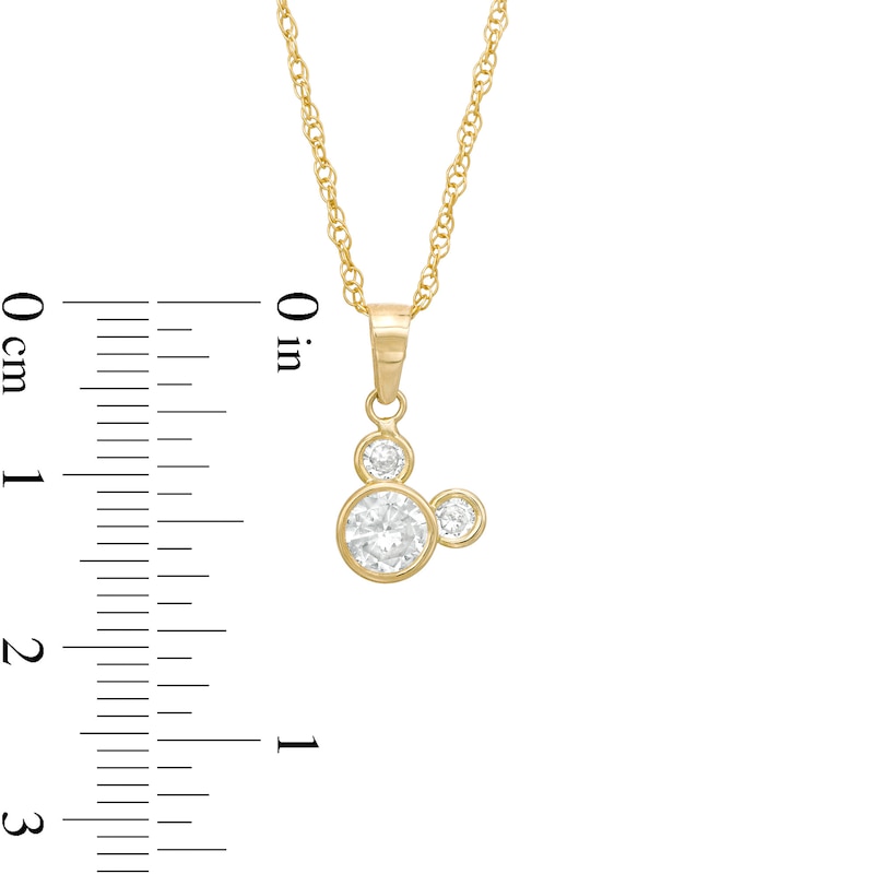Child's 5.5mm Cubic Zirconia ©Disney Tilted Mickey Mouse Pendant in 10K Gold - 13"