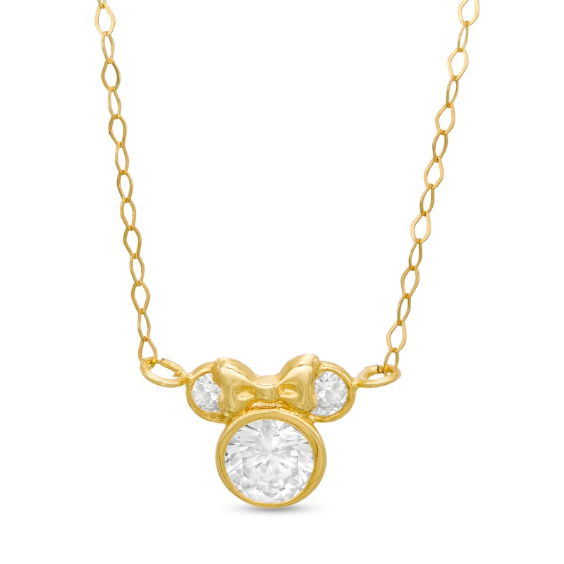 Child's 5.5mm Cubic Zirconia ©Disney Minnie Mouse Necklace in 10K Gold - 13"