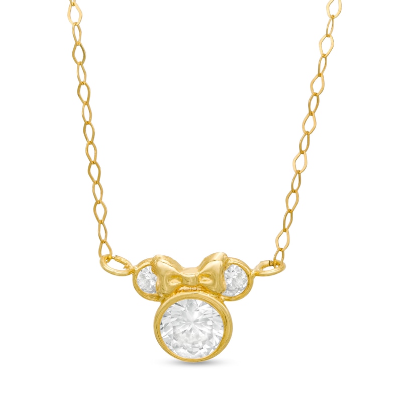 Main Image 1 of Child's 5.5mm Cubic Zirconia ©Disney Minnie Mouse Necklace in 10K Gold - 13"