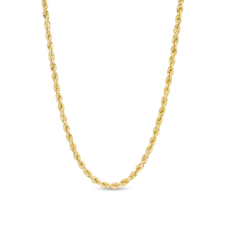 030 Gauge Glitter Rope Chain Necklace in Hollow 14K Gold - 20"