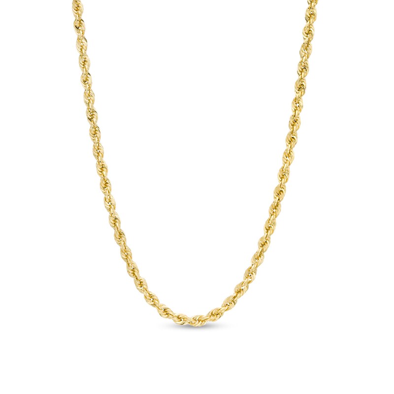 Main Image 1 of 030 Gauge Glitter Rope Chain Necklace in Hollow 14K Gold - 20"