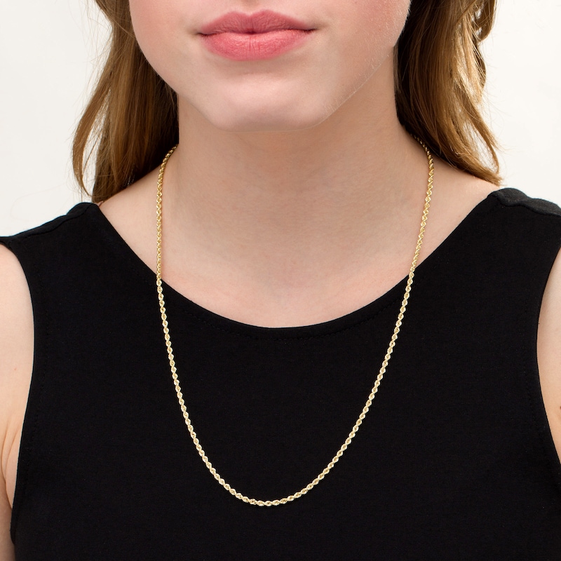 Main Image 2 of 018 Gauge Glitter Rope Chain Necklace in Hollow 14K Gold - 24"