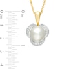 Freshwater Cultured Pearl and Lab-Created White Sapphire Earrings and Pendant Set in Sterling Silver with 14K Gold Plate