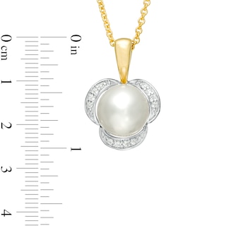 Freshwater Cultured Pearl and Lab-Created White Sapphire Earrings and Pendant Set in Sterling Silver with 14K Gold Plate