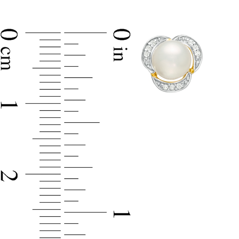 Main Image 4 of Freshwater Cultured Pearl and Lab-Created White Sapphire Earrings and Pendant Set in Sterling Silver with 14K Gold Plate