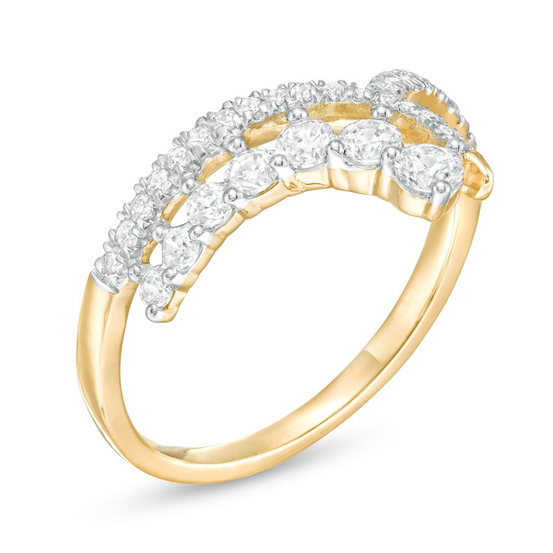Main Image 3 of 0.45 CT. T.W. Diamond Chevron Ring in 10K Gold