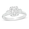Thumbnail Image 0 of Emmy London 0.80 CT. T.W. Certified Emerald-Cut Diamond Frame Engagement Ring in 18K White Gold (F/VS2)