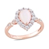Thumbnail Image 0 of Pear-Shaped Opal and Lab-Created White Sapphire and Diamond Accent Frame Ring in 10K Rose Gold