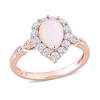 Pear-Shaped Opal and Lab-Created White Sapphire and Diamond Accent Frame Ring in 10K Rose Gold