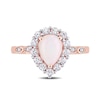 Thumbnail Image 3 of Pear-Shaped Opal and Lab-Created White Sapphire and Diamond Accent Frame Ring in 10K Rose Gold