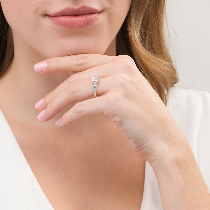 Main Image 2 of Emmy London 0.50 CT. T.W. Certified Princess-Cut Diamond Frame Collar Engagement Ring in 18K White Gold (F/VS2)