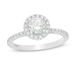 Emmy London 1.00 CT. T.W. Certified Diamond Frame Engagement Ring in 18K White Gold (F/VS2)