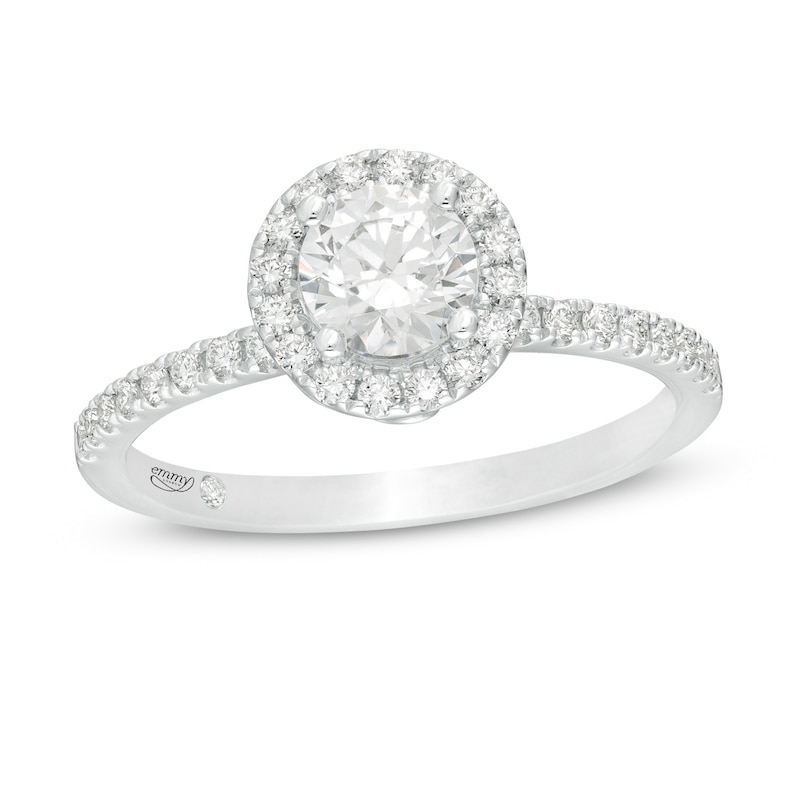 Emmy London 1.00 CT. T.W. Certified Diamond Frame Engagement Ring in 18K White Gold (F/VS2)|Peoples Jewellers