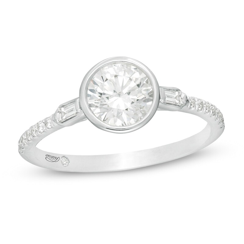 Main Image 1 of Emmy London 1.13 CT. T.W. Certified Diamond Collar Engagement Ring in 18K White Gold (F/VS2)