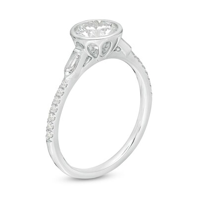Emmy London CT. T.W. Certified Diamond Collar Engagement Ring in 18K White Gold (F/VS2