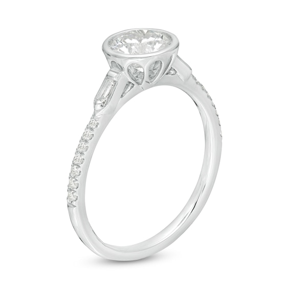 Emmy London CT. T.W. Certified Diamond Collar Engagement Ring in 18K White Gold (F/VS2