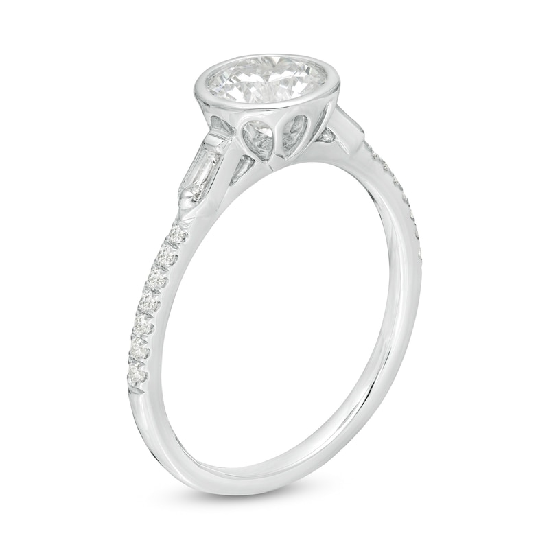 Emmy London 1.13 CT. T.W. Certified Diamond Collar Engagement Ring in 18K White Gold (F/VS2)