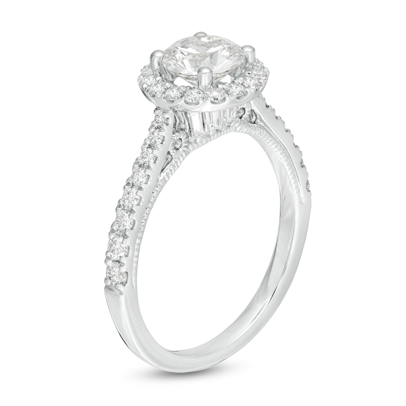 Main Image 3 of Emmy London 1.60 CT. T.W. Certified Diamond Frame Vintage-Style Engagement Ring in 18K White Gold (F/VS2)