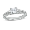 Thumbnail Image 0 of Emmy London 1.12 CT. T.W. Certified Princess-Cut Diamond Double Row Engagement Ring in 18K White Gold (F/VS2)