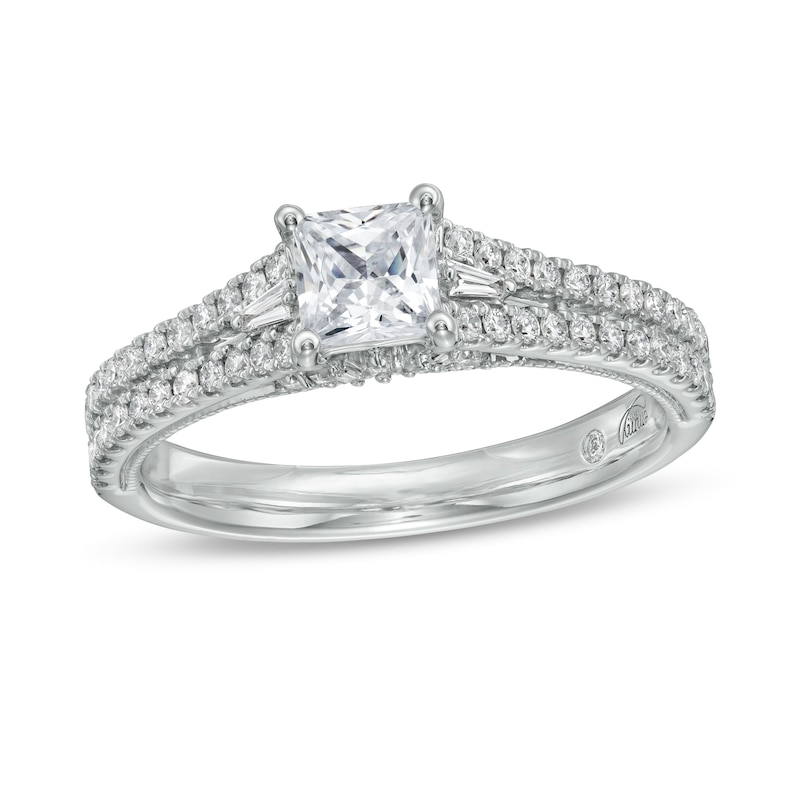 Main Image 1 of Emmy London 1.12 CT. T.W. Certified Princess-Cut Diamond Double Row Engagement Ring in 18K White Gold (F/VS2)
