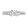 Emmy London 1.12 CT. T.W. Certified Princess-Cut Diamond Double Row Engagement Ring in 18K White Gold (F/VS2)