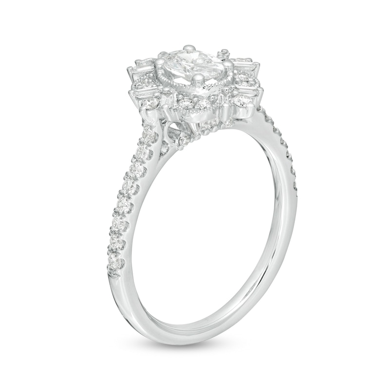 Main Image 3 of Emmy London 1.00 CT. T.W. Certified Oval Diamond Ornate Engagement Ring in 18K White Gold (F/VS2)