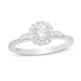 Emmy London 0.75 CT. T.W. Certified Diamond Frame Collar Engagement Ring in 18K White Gold (F/VS2)