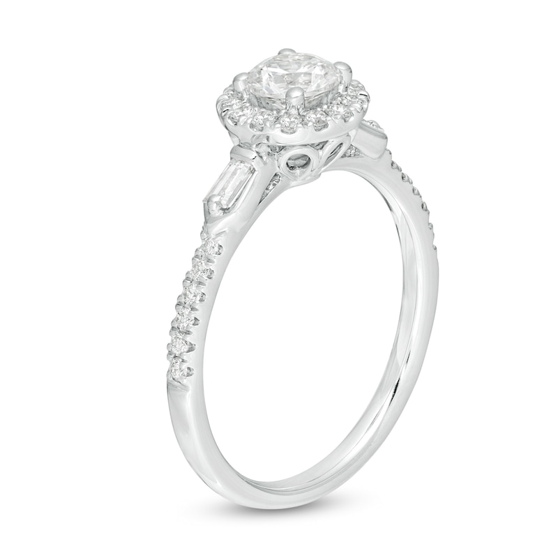 Emmy London 0.75 CT. T.W. Certified Diamond Frame Collar Engagement Ring in 18K White Gold (F/VS2)