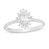 Thumbnail Image 0 of Emmy London 0.75 CT. T.W. Certified Oval Diamond Starburst Engagement Ring in 18K White Gold (F/VS2)