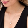 7.0mm Button Freshwater Cultured Pearl and Diamond Accent Love Knot Pendant in Sterling Silver and 14K Gold Plate