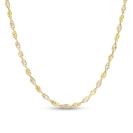 2.1mm Solid Dorica Singapore Chain Necklace in 14K Two-Tone Gold - 18&quot;