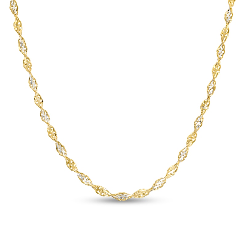 2.1mm Dorica Singapore Chain Necklace in Solid 14K Two-Tone Gold - 18"
