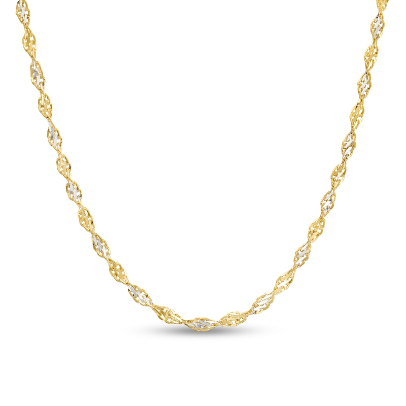 2.1mm Dorica Singapore Chain Necklace in Solid 14K Two-Tone Gold - 18"|Peoples Jewellers