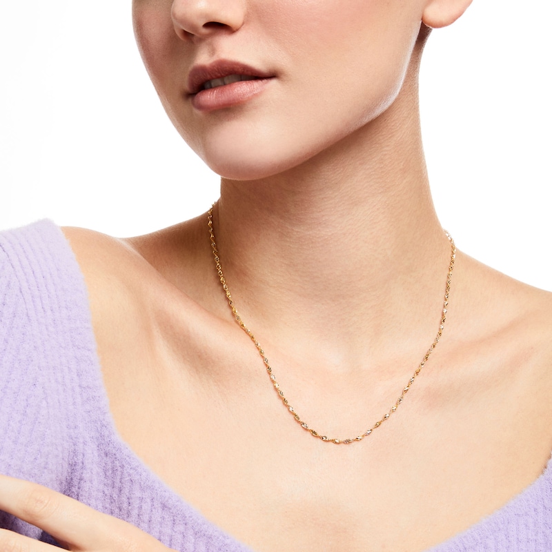 Main Image 2 of 2.1mm Dorica Singapore Chain Necklace in Solid 14K Two-Tone Gold - 18"