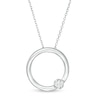 Thumbnail Image 0 of Marilyn Monroe™ Collection 0.085 CT. Diamond Solitaire Circle Pendant in Sterling Silver