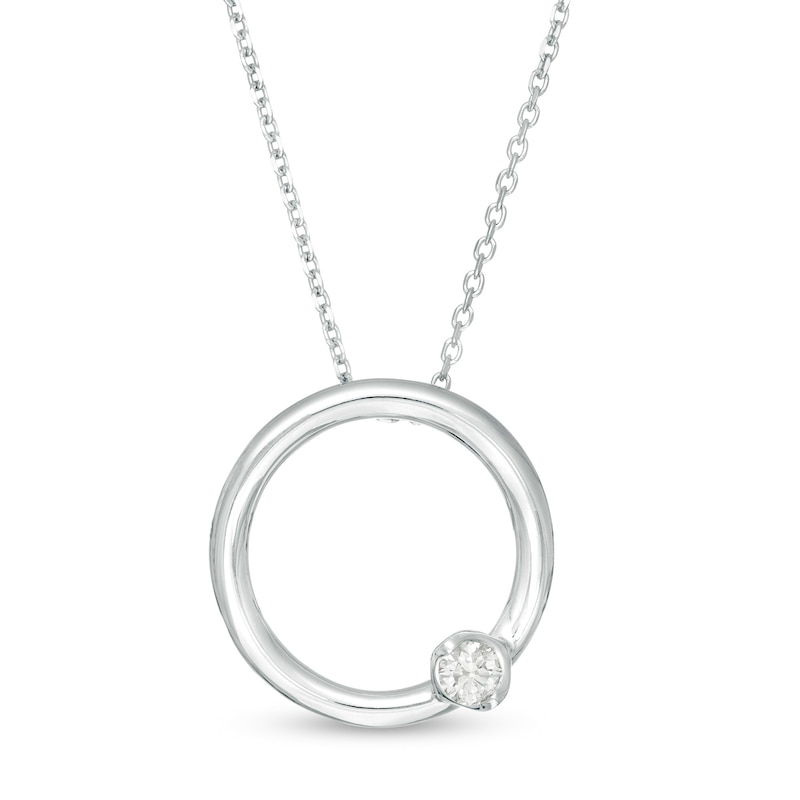 Marilyn Monroe™ Collection 0.085 CT. Diamond Solitaire Circle Pendant in Sterling Silver