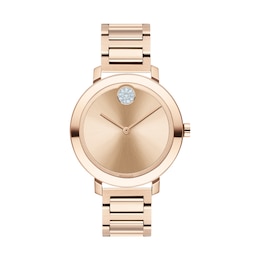 Ladies' Movado Bold® Evolution Crystal Accent Rose-Tone Watch (Model: 3600650)
