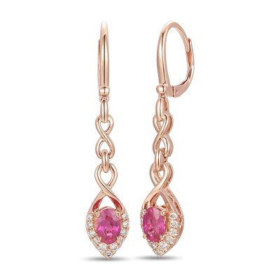 Le Vian® Oval Passion Ruby™ and Crème Brûlée Diamonds™ 0.24 CT. T.W. Diamond Drop Earrings in 14K Strawberry Gold™