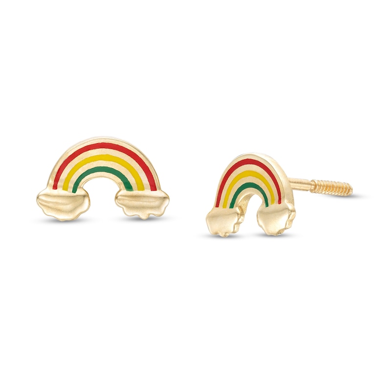 Main Image 1 of Child's Multi-Colour Enamel Rainbow Stud Earrings in 10K Gold