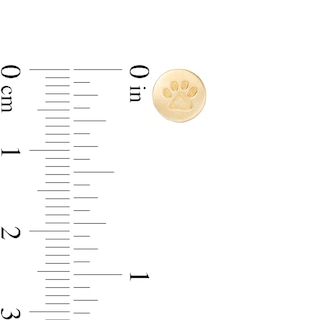 Child's Paw Print Stamped Disc Stud Earrings in 10K Gold