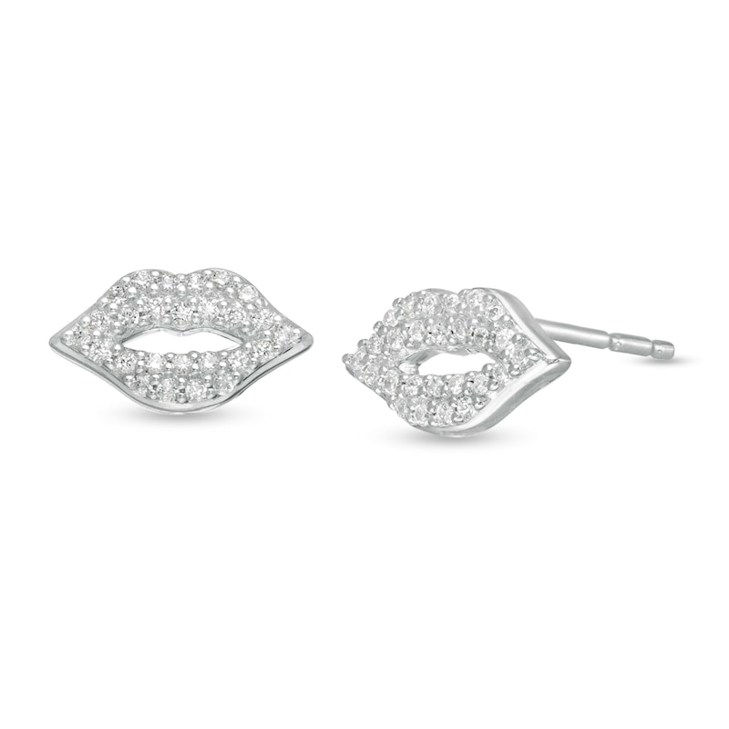 Main Image 1 of Marilyn Monroe™ Collection 0.13 CT. T.W. Diamond Lip Stud Earrings in Sterling Silver