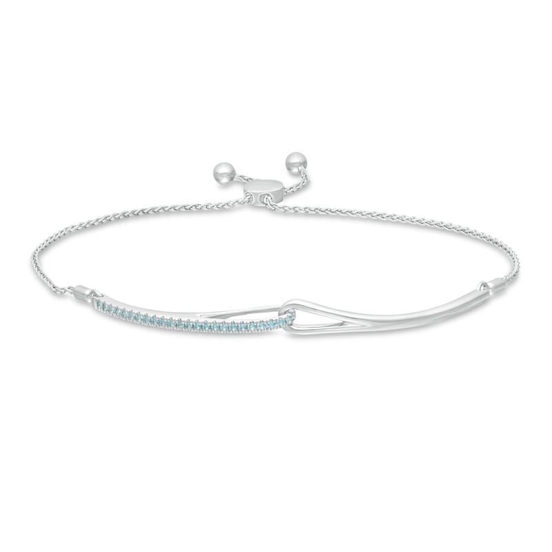 Main Image 1 of Love + Be Loved Blue Topaz Loop Bolo Bracelet in Sterling Silver - 9.5"