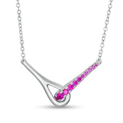 Love + Be Loved Lab-Created Ruby Loop Necklace in Sterling Silver