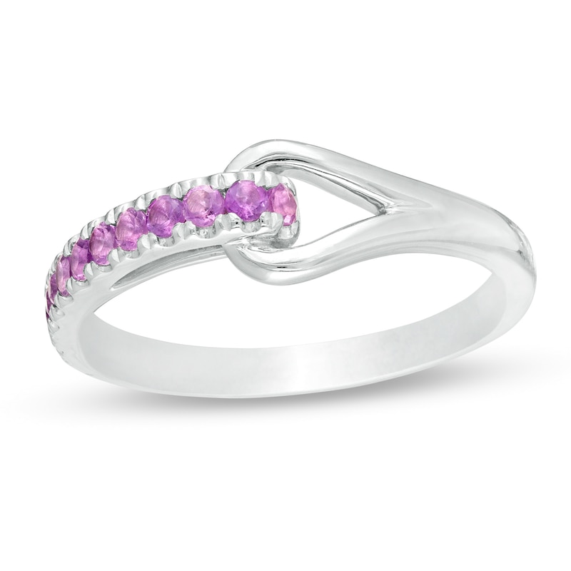 Love + Be Loved Amethyst Heart Loop Ring in Sterling Silver|Peoples Jewellers