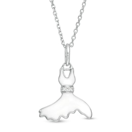 Marilyn Monroe™ Collection Diamond Accent Enamel White Flare Dress Pendant in Sterling Silver