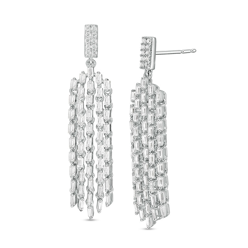 Marilyn Monroe™ Collection 0.95 CT. T.W. Diamond Chandelier Drop Earrings in 10K White Gold