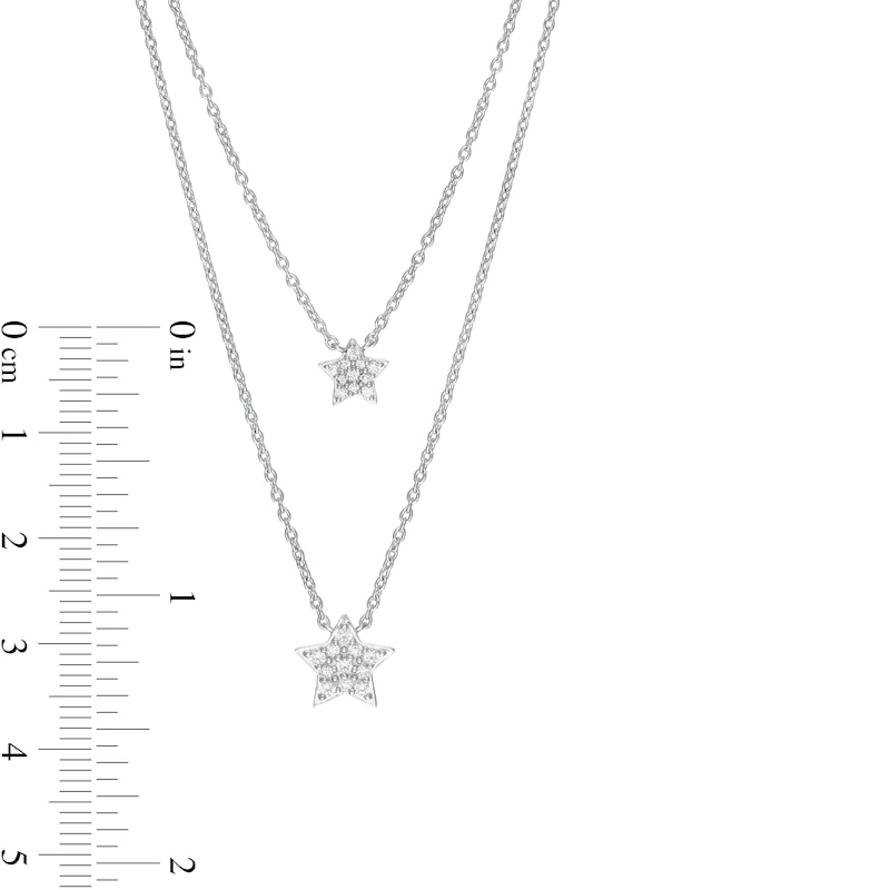 Main Image 2 of Marilyn Monroe™ Collection 0.18 CT. T.W. Diamond Double Strand Star Necklace in Sterling Silver