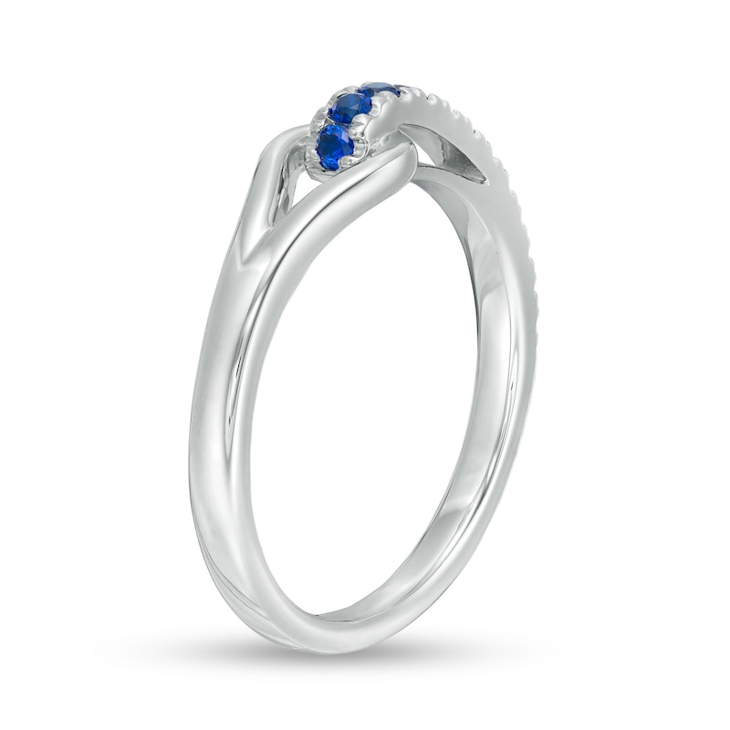 Love + Be Loved Lab-Created Blue Sapphire Heart Loop Ring in Sterling Silver
